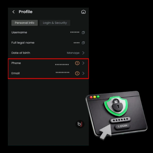 Baji account security lock showing protected login access